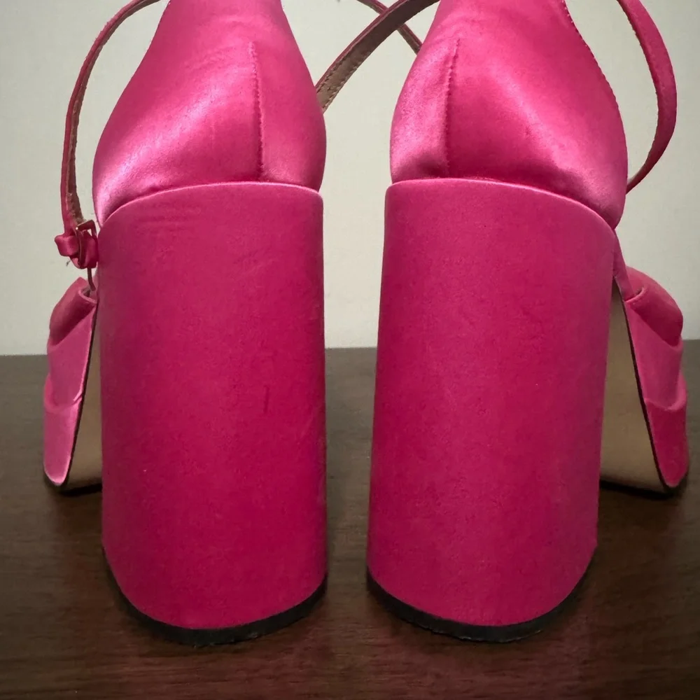 Steve Madden Fuchsia Satin Platform Heels - Picture 3 of 5